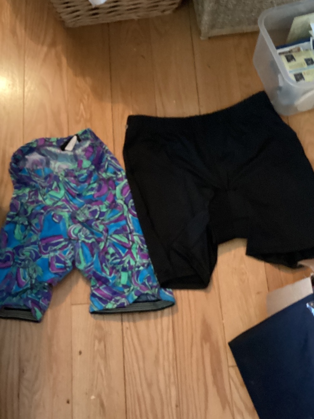 Pair of Women's Athletic Bike Shorts - Black & Multicolor Print